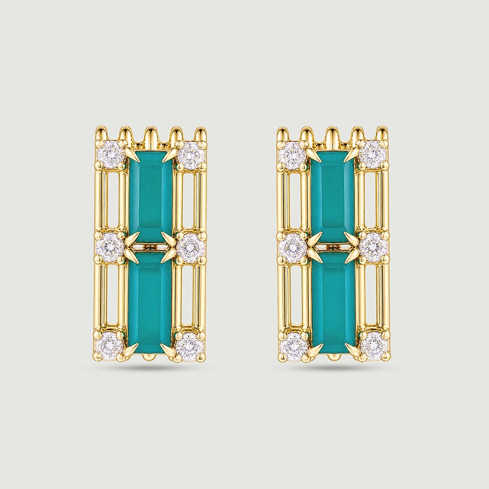 Sleek Cascading Green Onyx Hoop Earrings
