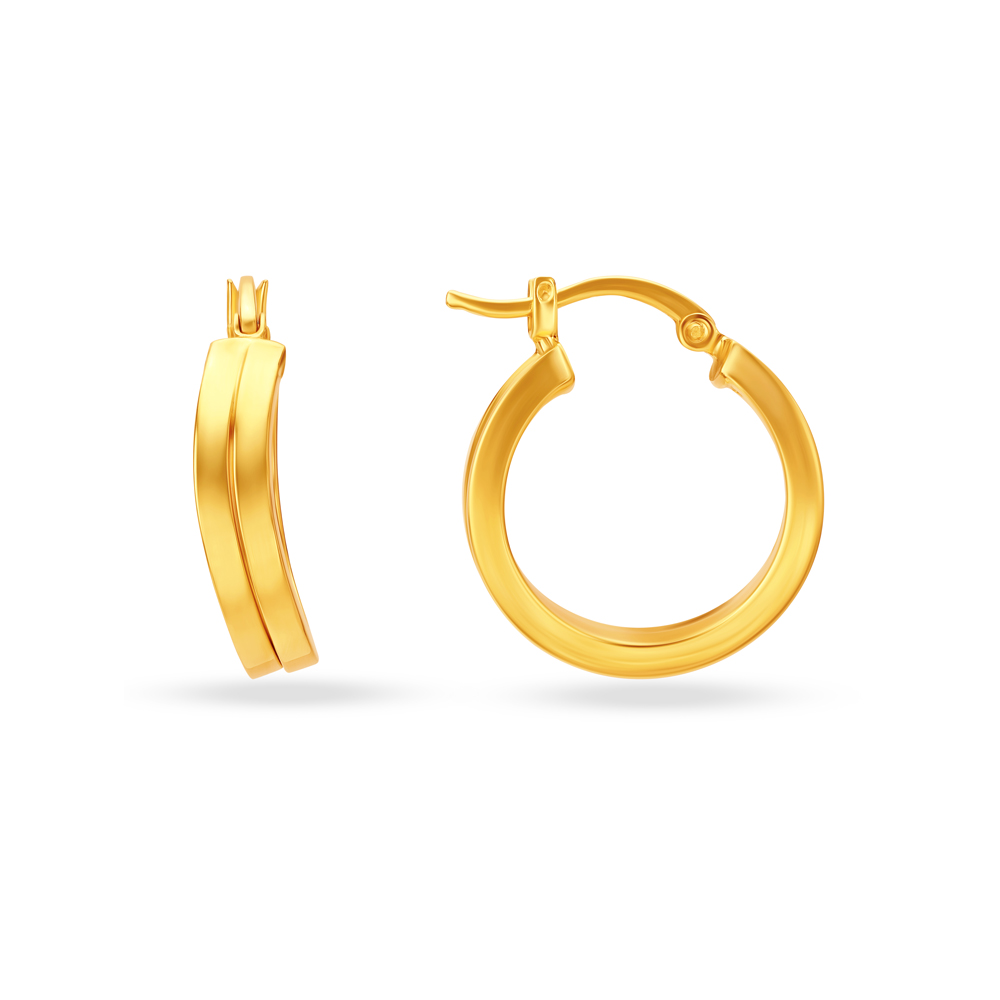 22KT Yellow Gold Subtle Glamorous Hoop Earrings,,hi-res thumbnail 4