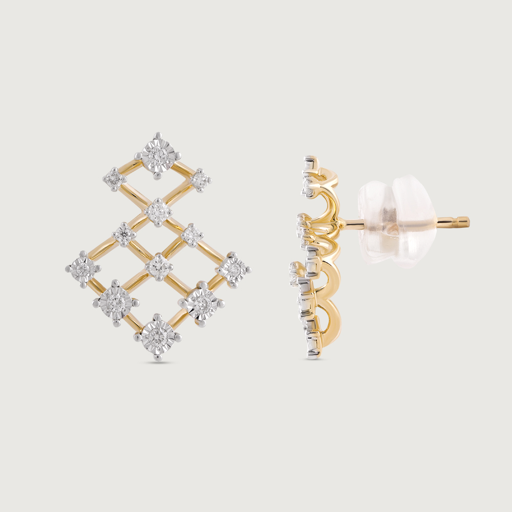 Sequin Shine Gold & Diamond Stud Earrings,,hi-res thumbnail 3