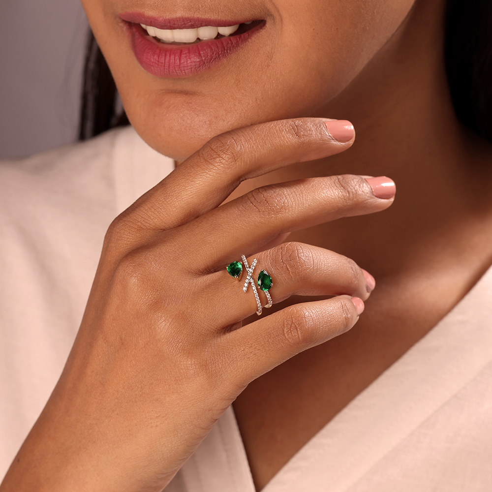 Verdant Vista 14KT Emerald & Diamond Ring,,hi-res thumbnail 2
