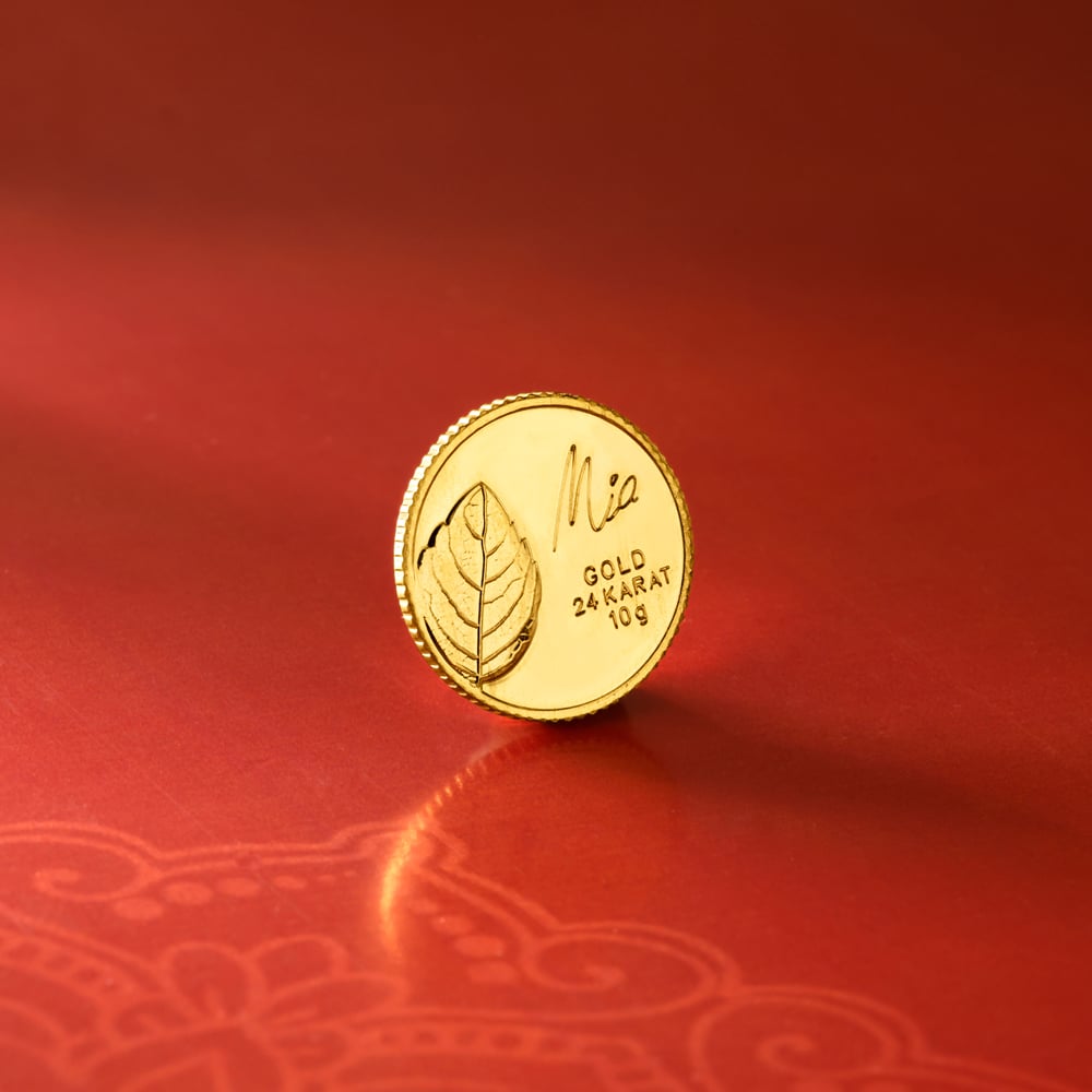 10 gm 24 Karat Tulsi Leaf Gold Coin (9999 Purity)