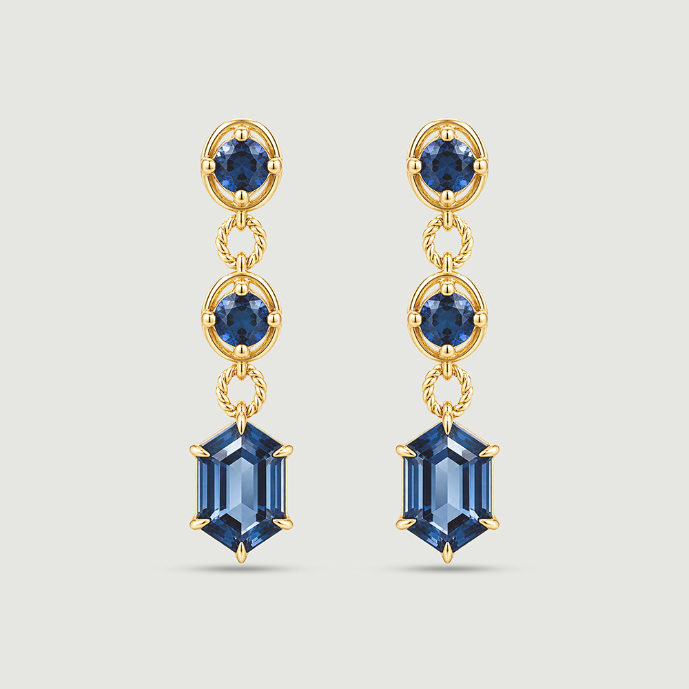Shiny Blue Topaz Gold Drop Earrings