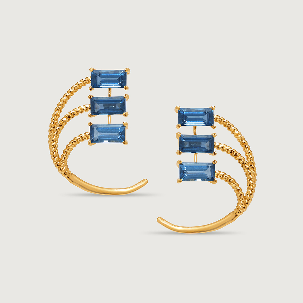 Azure 14KT London Blue Topaz Hoop Earrings,,hi-res thumbnail 3