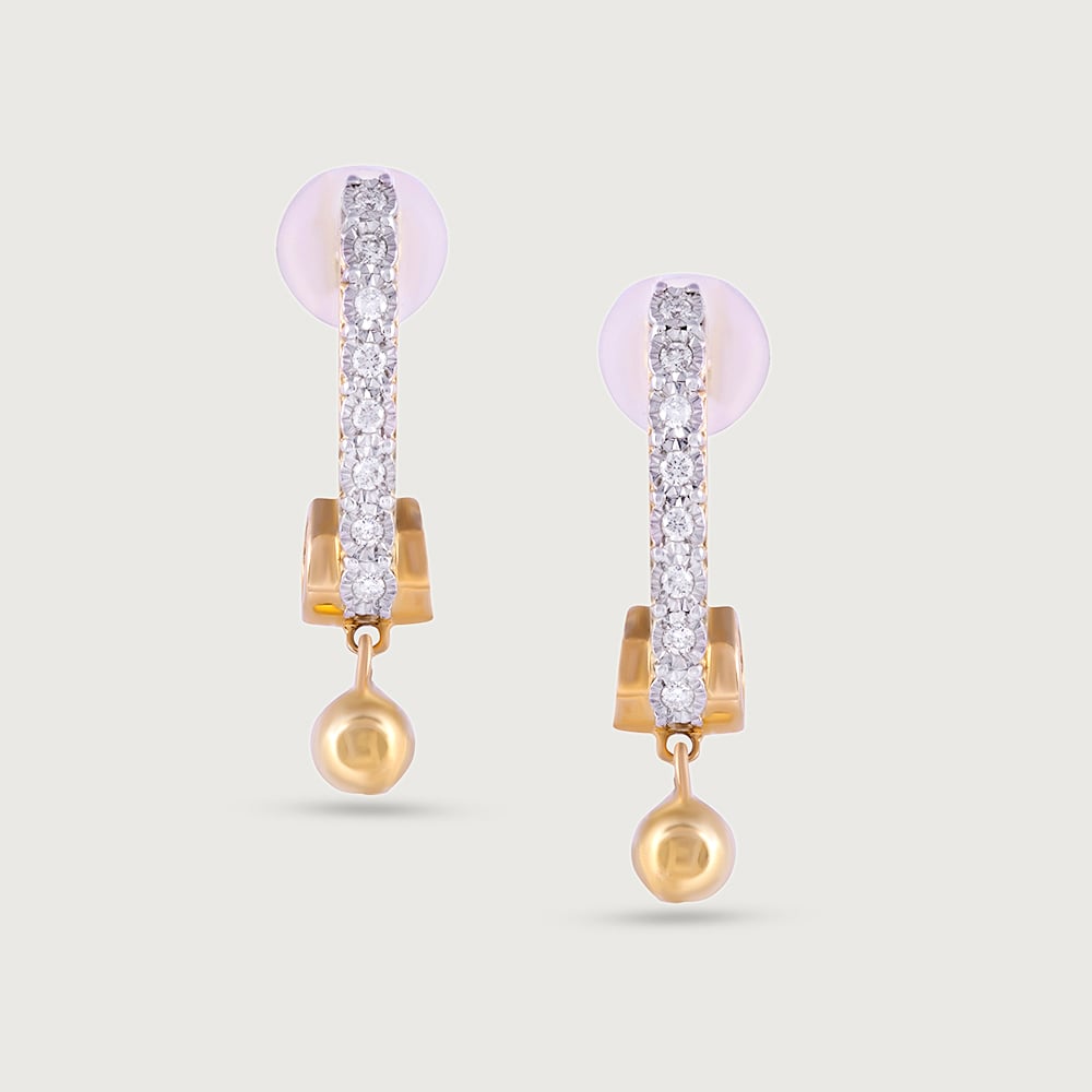 Dual Tone Gold & Diamond Drop Earrings,,hi-res thumbnail 3