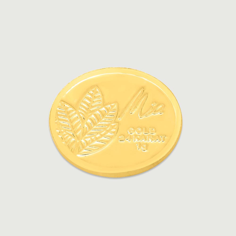 1 GM 24 Karat Traditional Mango Leaf Gold Coin,,hi-res thumbnail 3