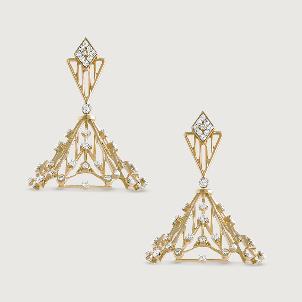 Lippan Radiance Gold & Diamond Jhumka,,hi-res thumbnail 2