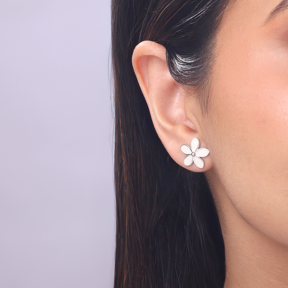 Floral Muse Silver Stud Earrings,,hi-res thumbnail 2