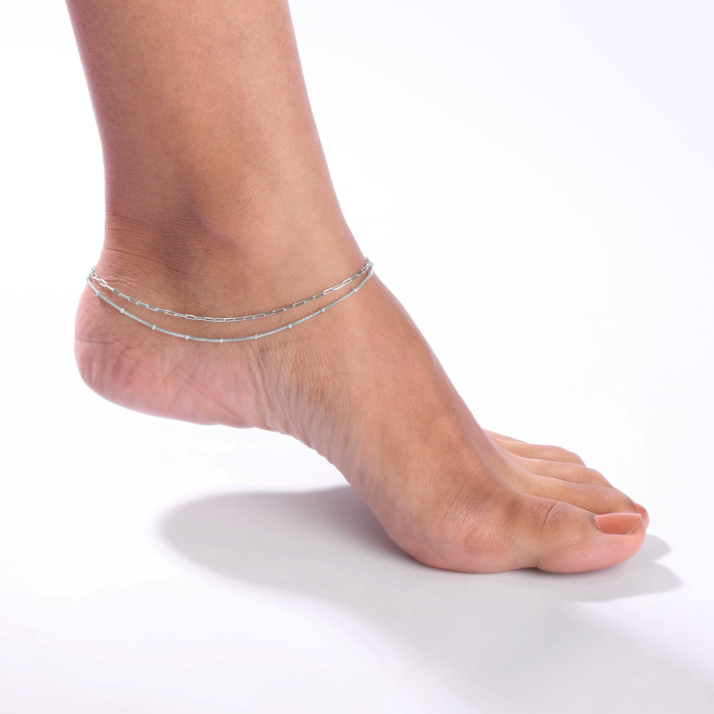 Sleek Loop Silver Anklet,,hi-res thumbnail 2