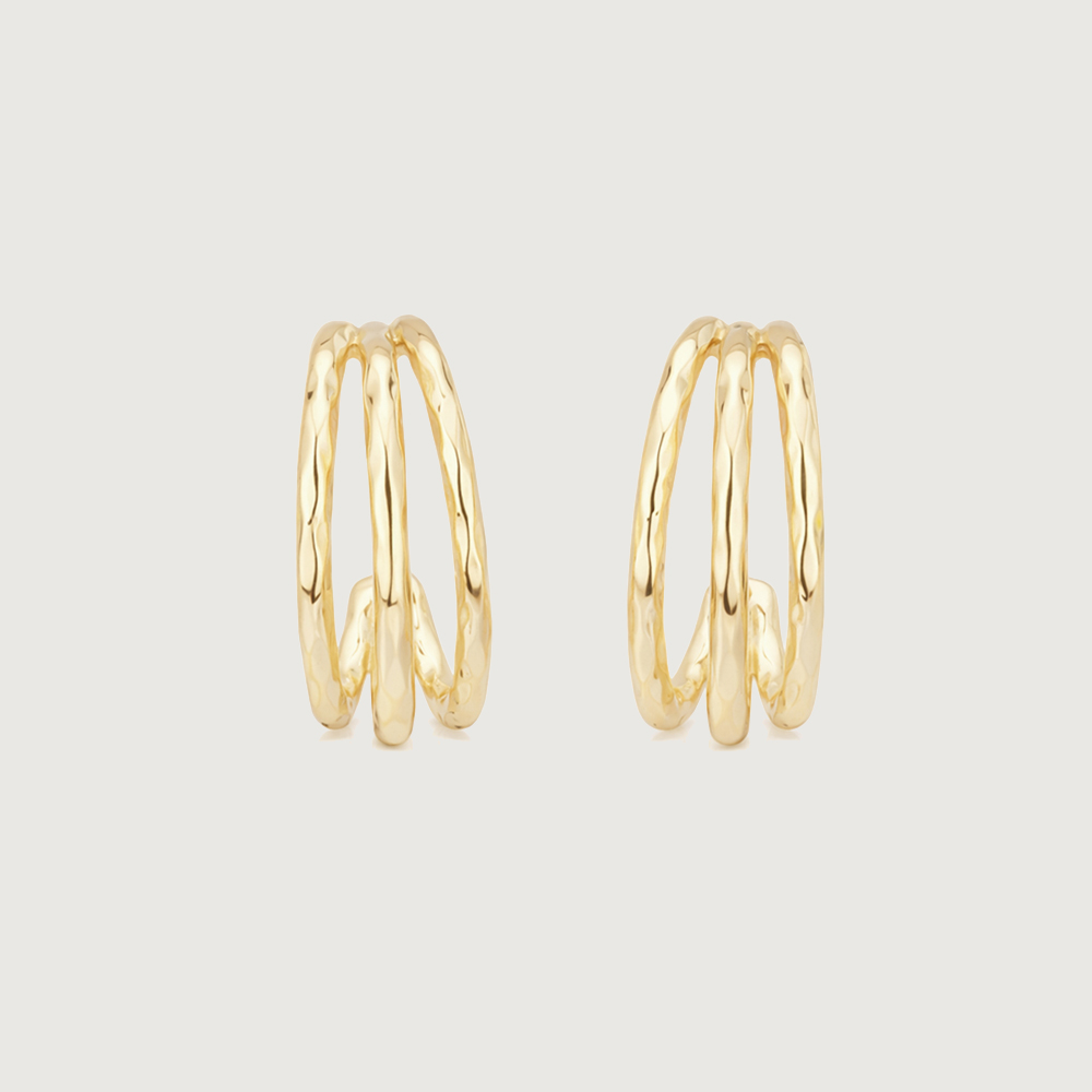 Triple Curve Gold Hoop Earrings,,hi-res thumbnail 3