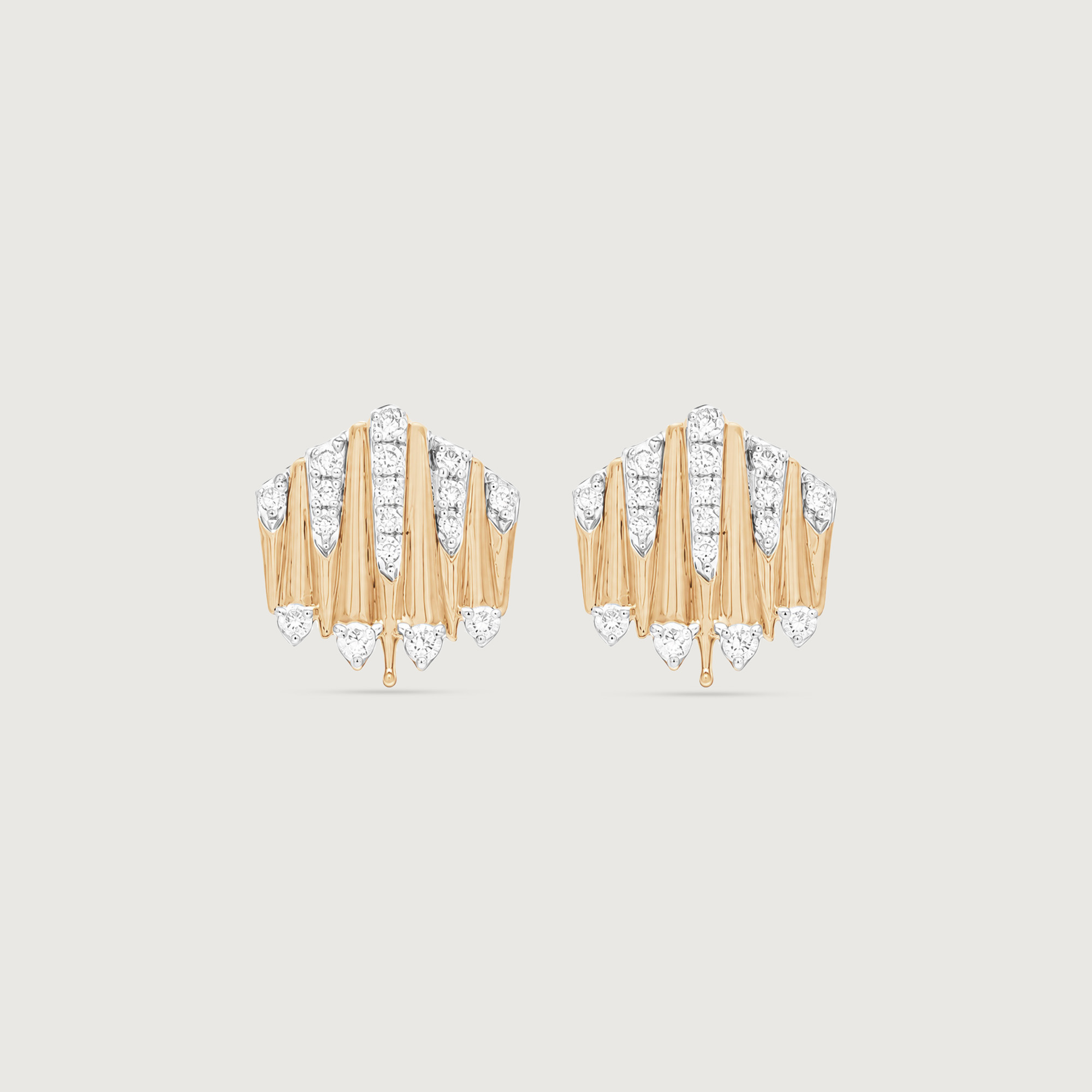 Striking Fanlight Diamond Stud Earrings