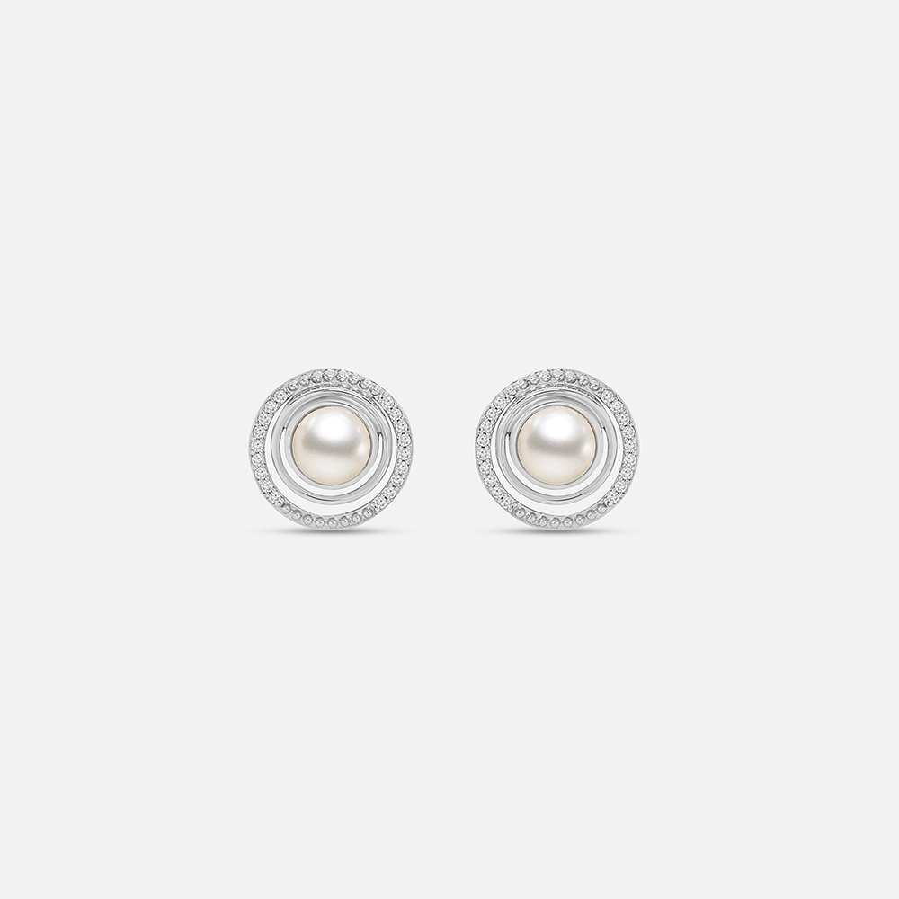 Chic Pearl Stud Silver Earrings,,hi-res thumbnail 3