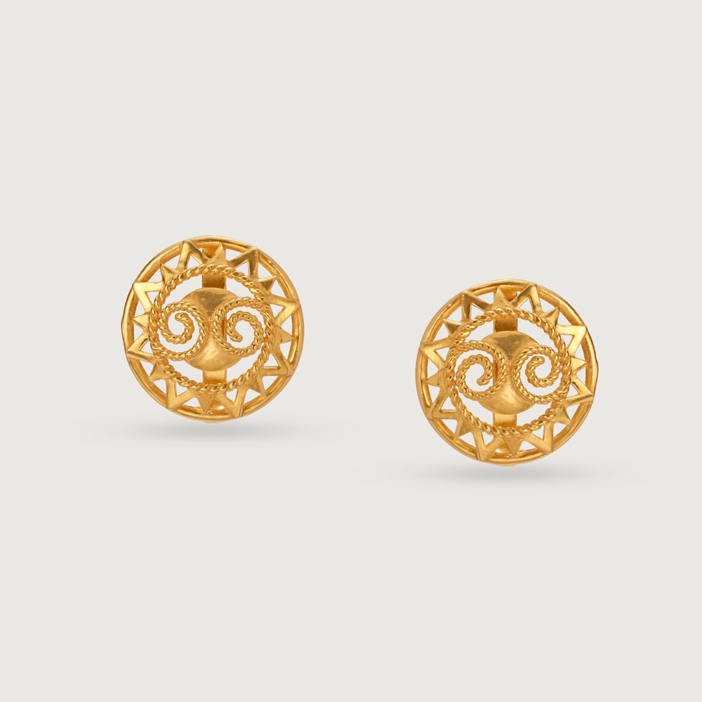 Saura Sketches 22KT Gold Stud Earrings,,hi-res thumbnail 3