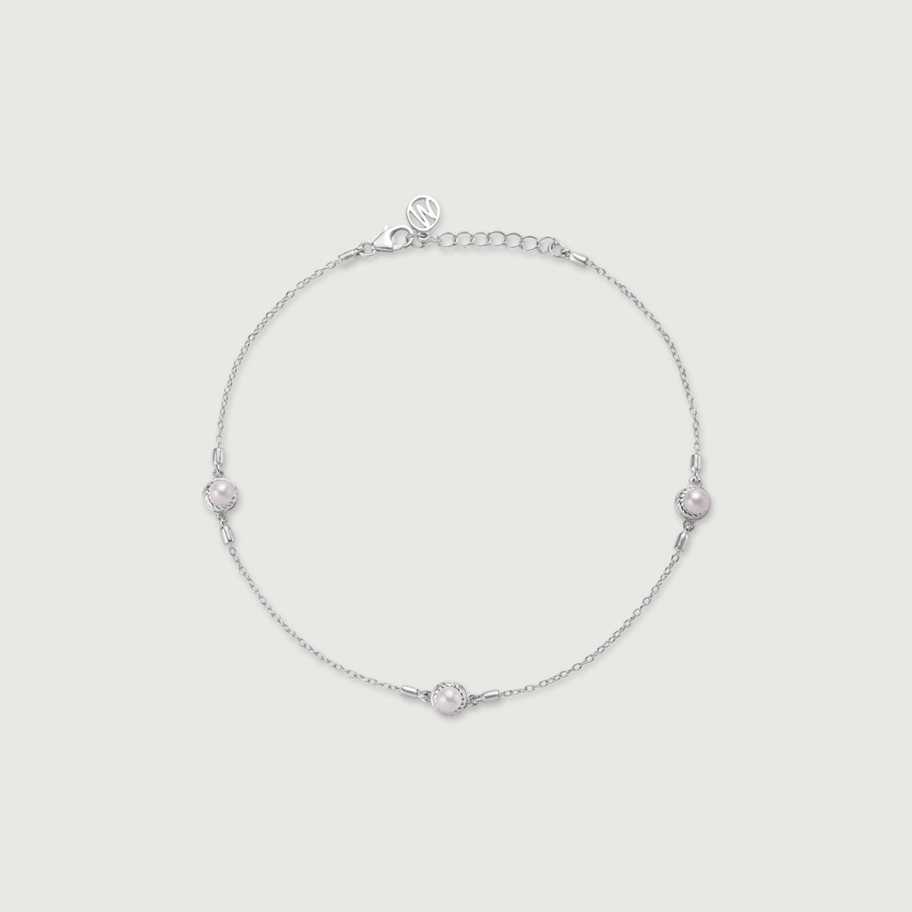 Pearl Kissed Silver Anklet,,hi-res thumbnail 3