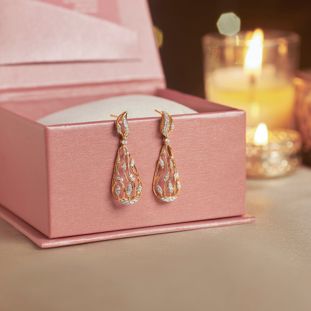 Radiant Flame Diamond Drop Earrings