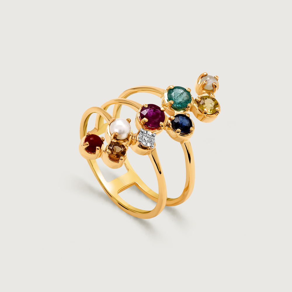 Chic Fusion 14KT Navaratna Finger Ring,,hi-res thumbnail 4