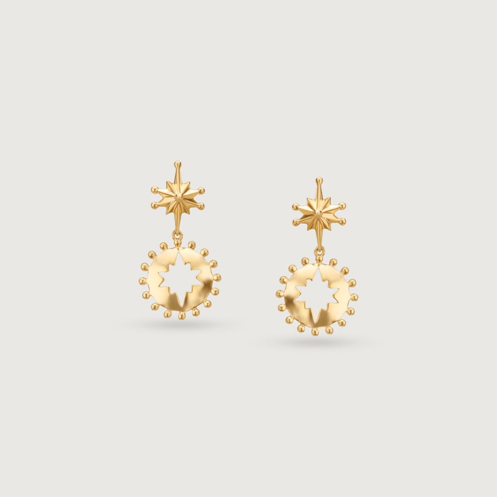 Radiant Sunburst Gold Drop Earrings,,hi-res thumbnail 3