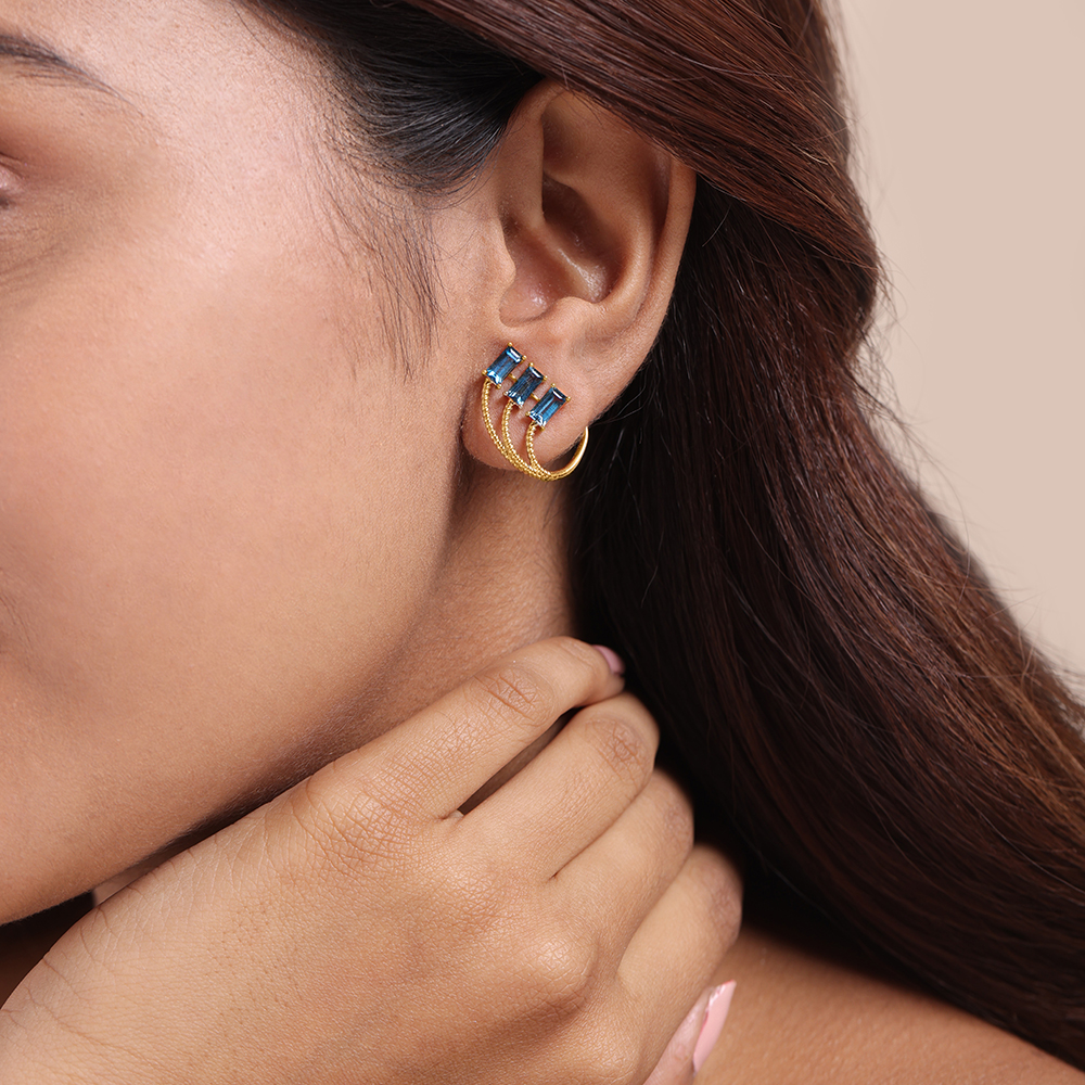 Azure 14KT London Blue Topaz Hoop Earrings,,hi-res thumbnail 2