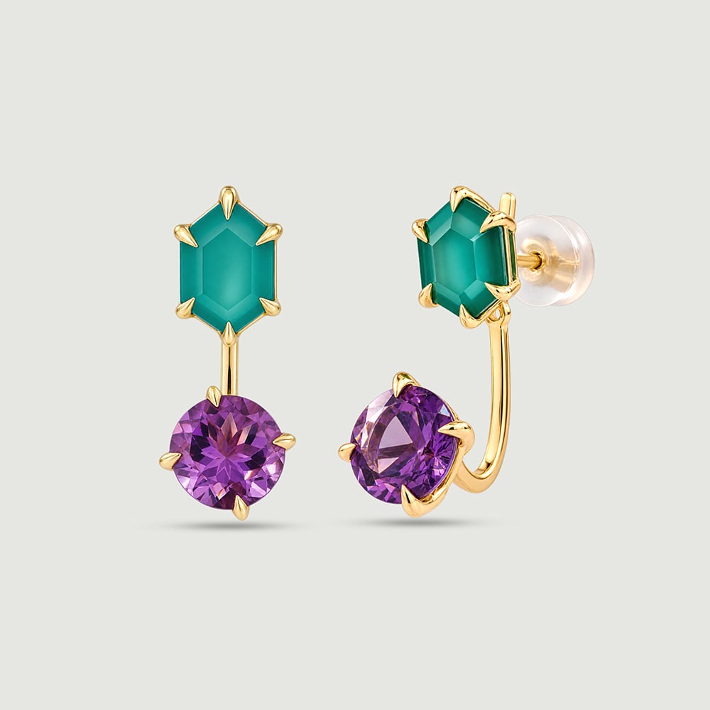 Versatile Detachable Amethyst and Onyx Stud Earrings,,hi-res thumbnail 2