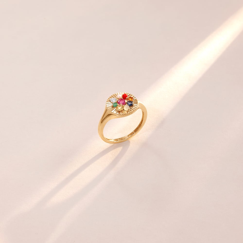 Glowing Navaratna Diamond Ring