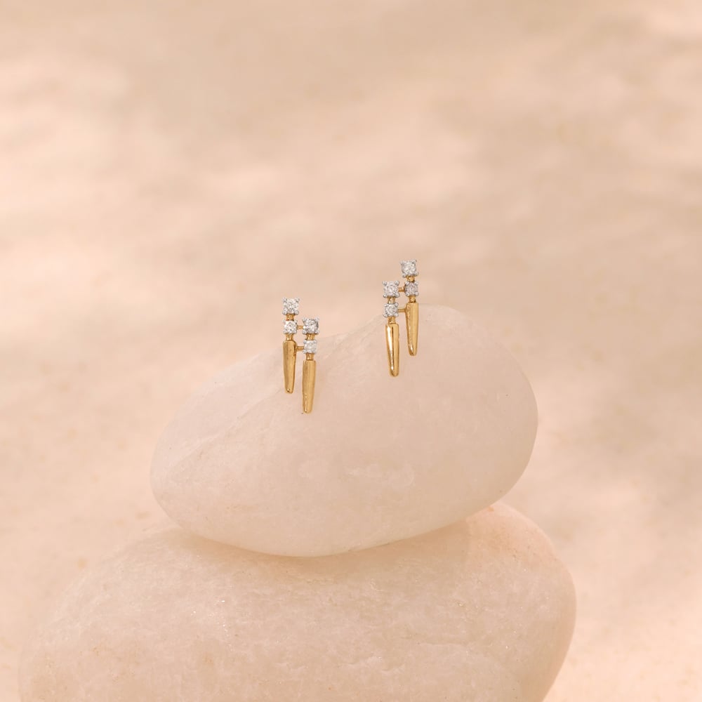 Linear Shift Diamond Stud Earrings
