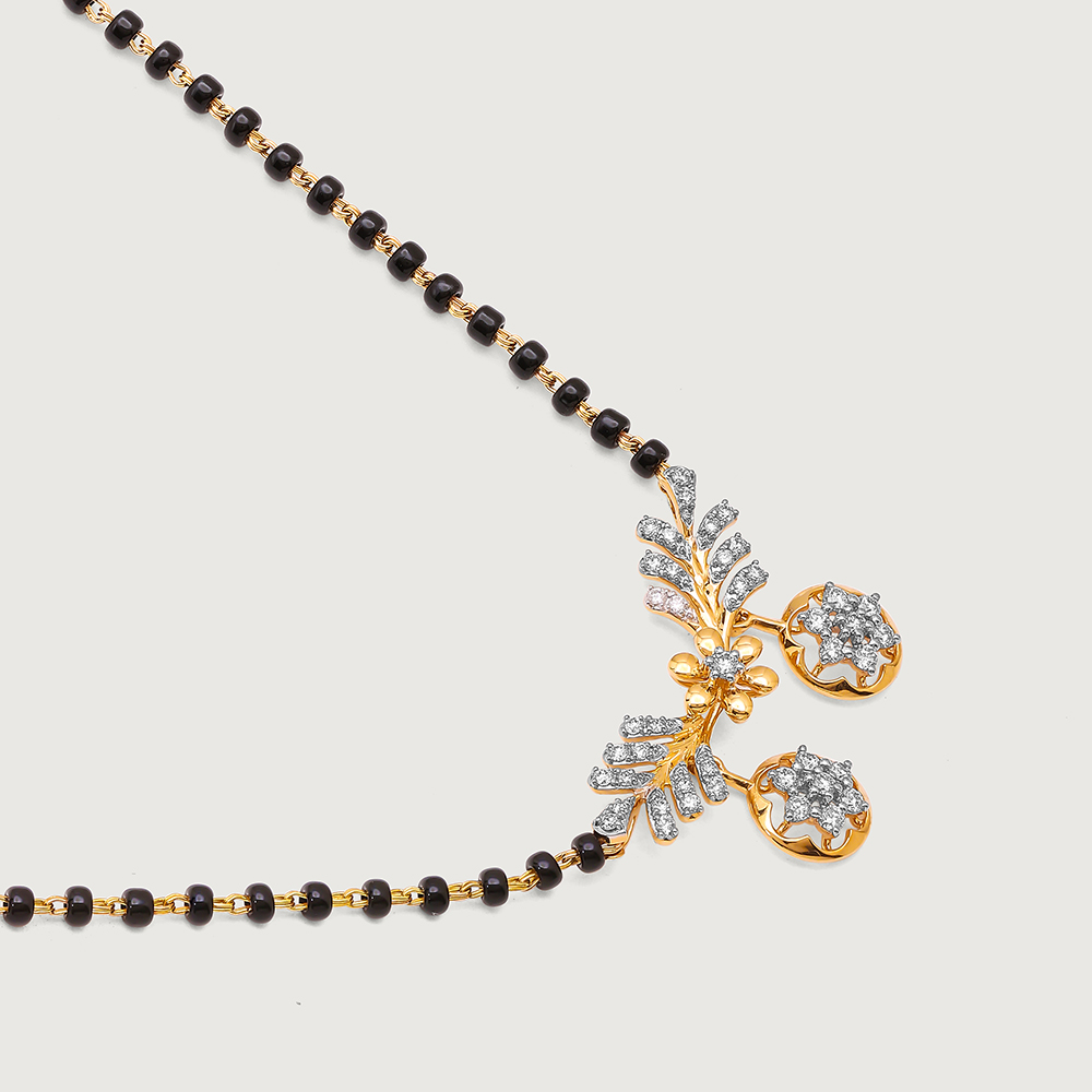 Floral Grace 18 Kt Gold and Diamond Vati Mangalsutra,,hi-res thumbnail 4