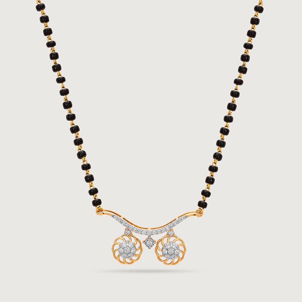 Floral Symphony 18 KT Gold and Diamond Vati Mangalsutra,,hi-res thumbnail 3