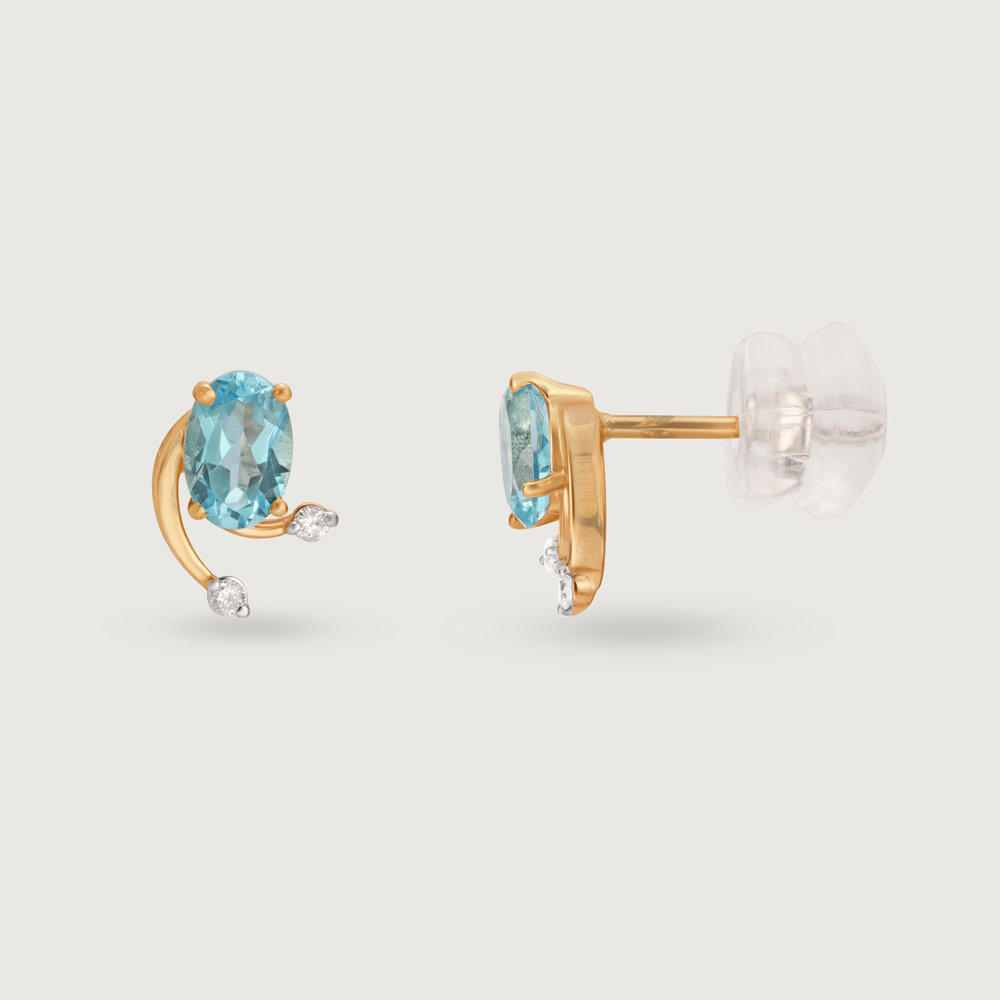 Ethereal Azure 14KT Gold & Blue Topaz Stud Earrings,,hi-res thumbnail 4