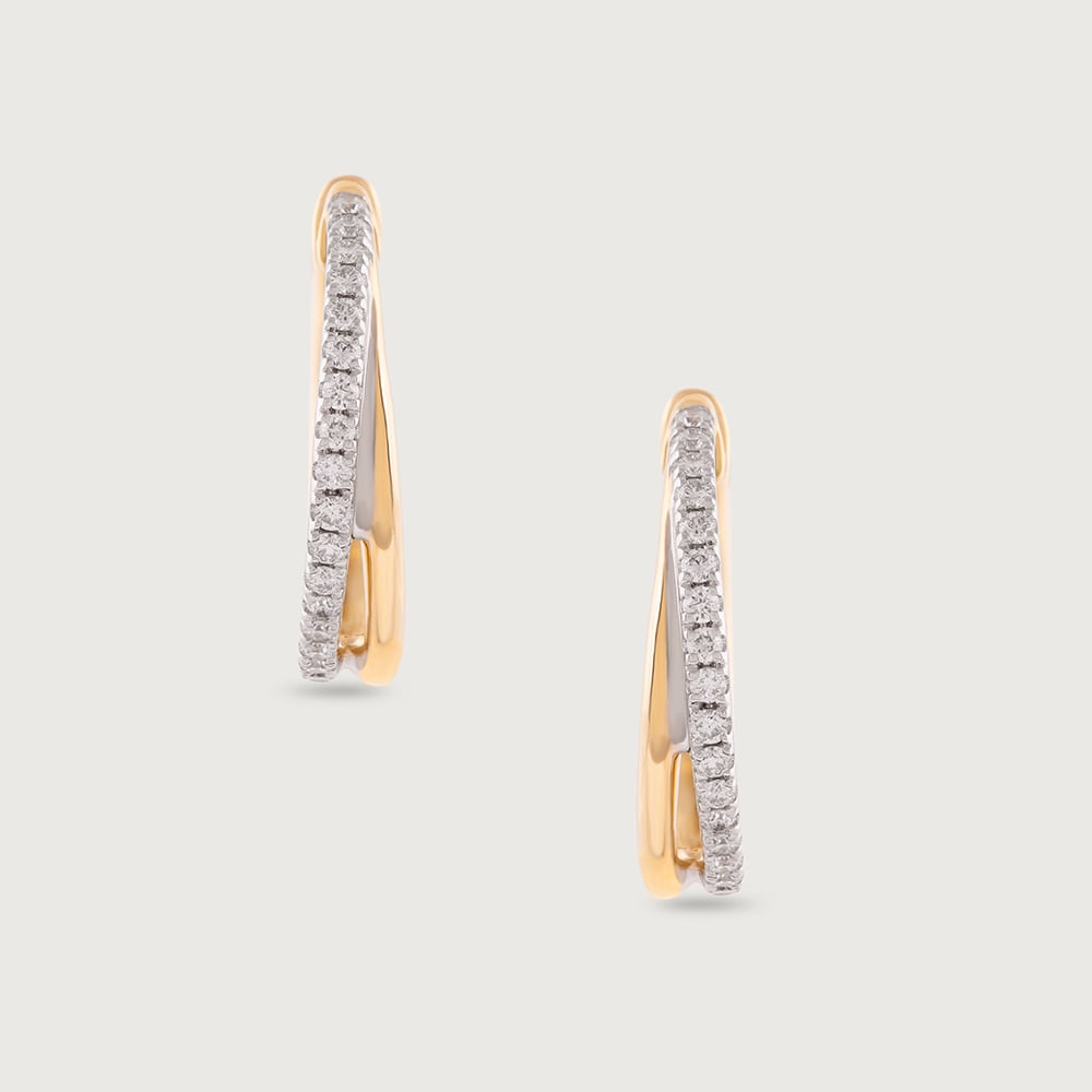 Elegant Radiant Gold & Diamond Hoop Earrings,,hi-res thumbnail 3