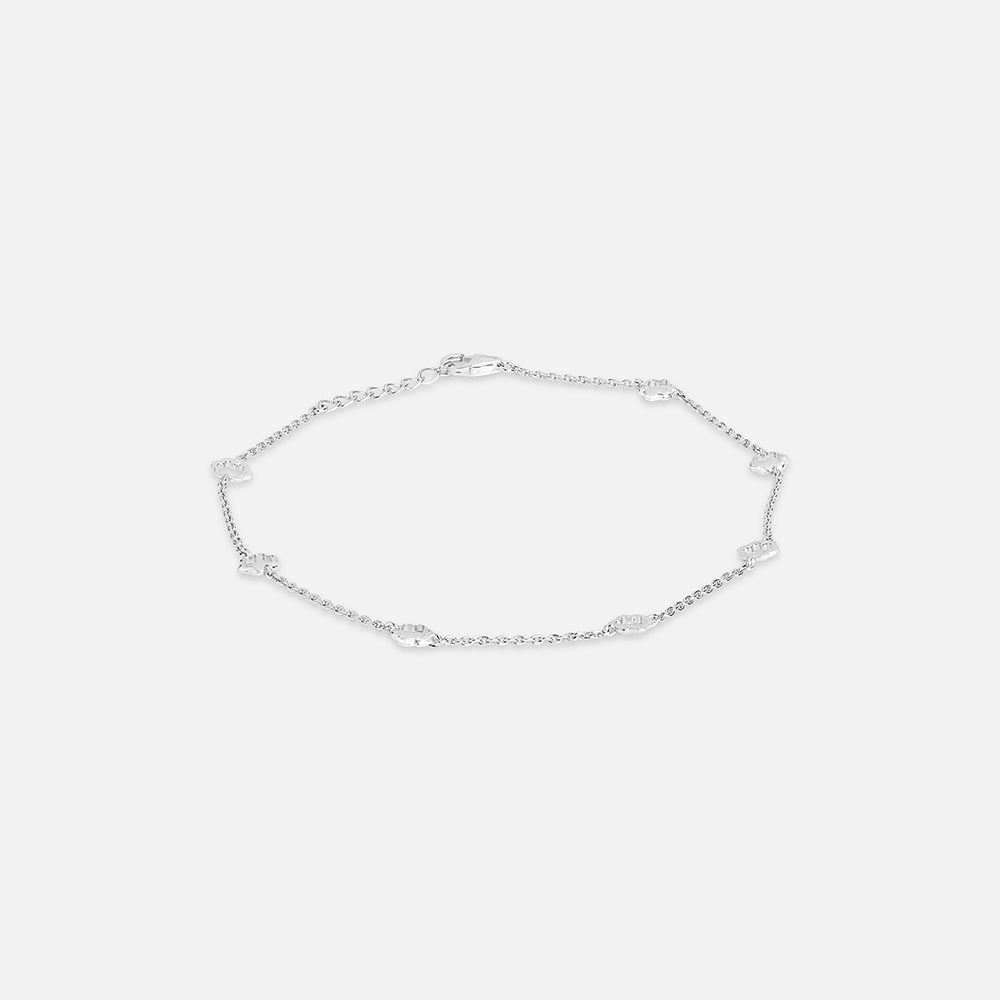 Polished Petite Single Silver Anklet,,hi-res thumbnail 2