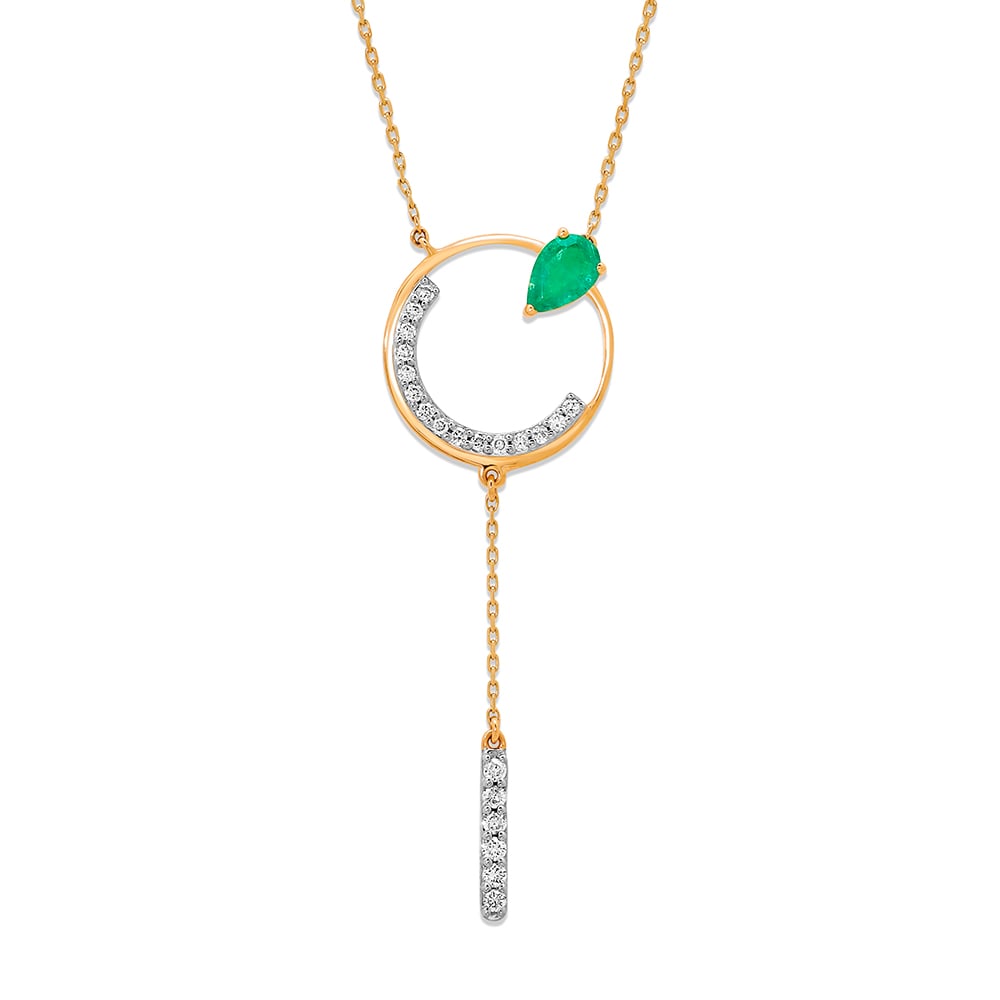 14KT Yellow Gold Rare Emerald and Diamond Split Necklace,,hi-res thumbnail 2