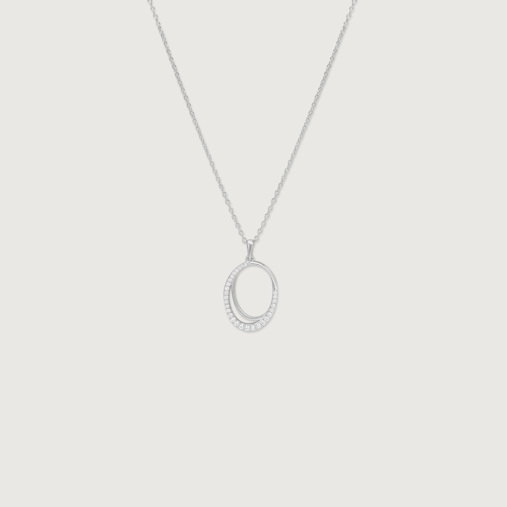 Classic Oval Silver Necklace,,hi-res thumbnail 3