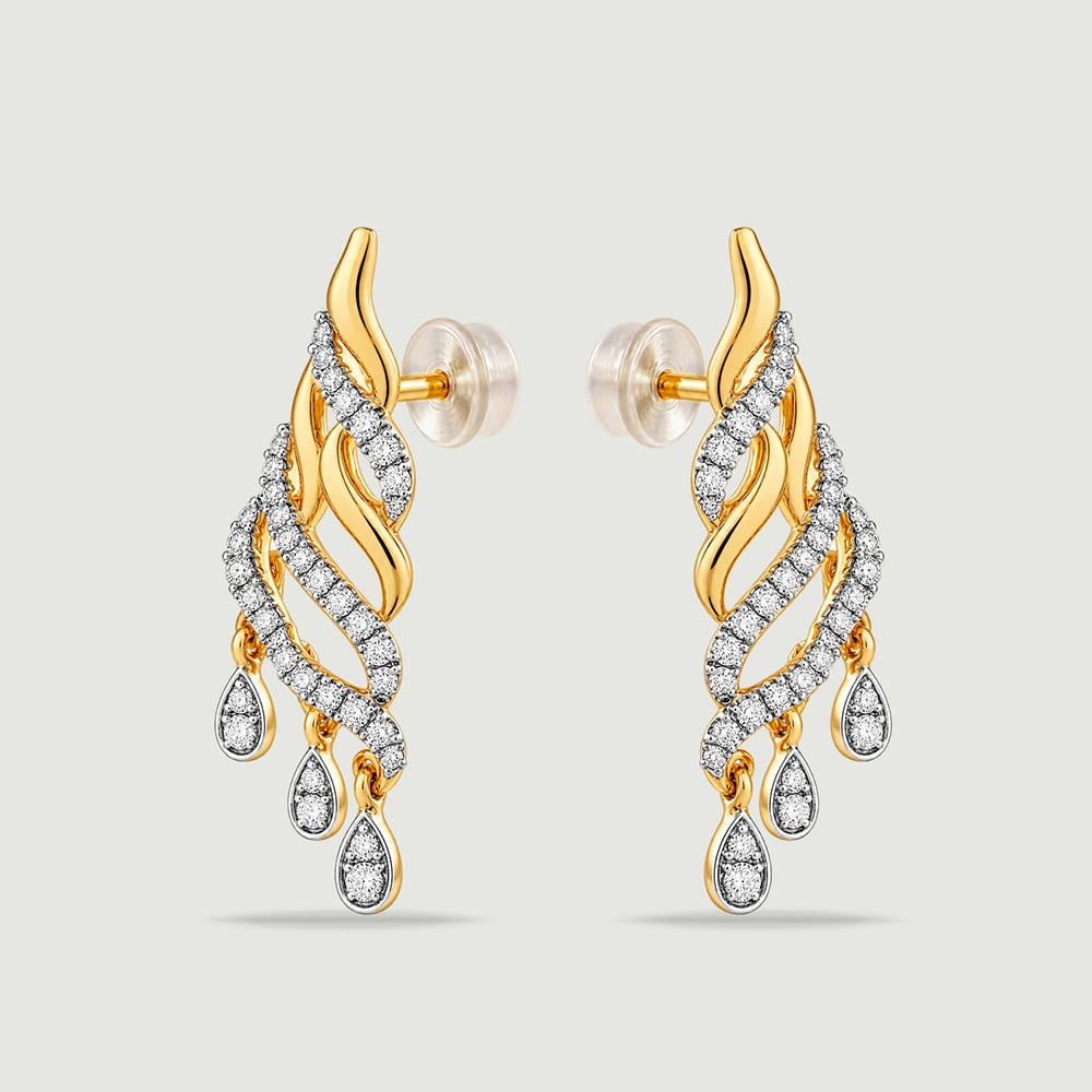 Luminous Rippling Diamond Drop Earrings,,hi-res thumbnail 5