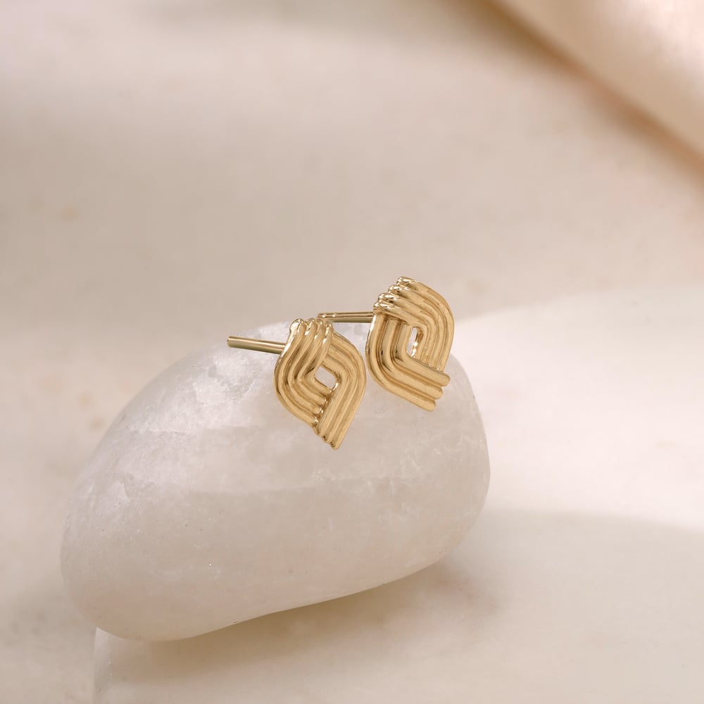 Layered Rhythm Gold Stud Earrings