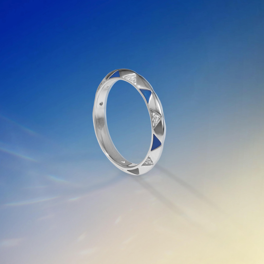 Edgy Dynamic Enamel Silver Ring