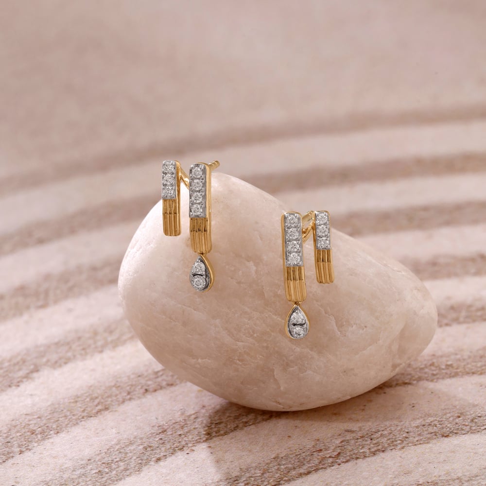 Linear Poise Diamond Drop Earrings