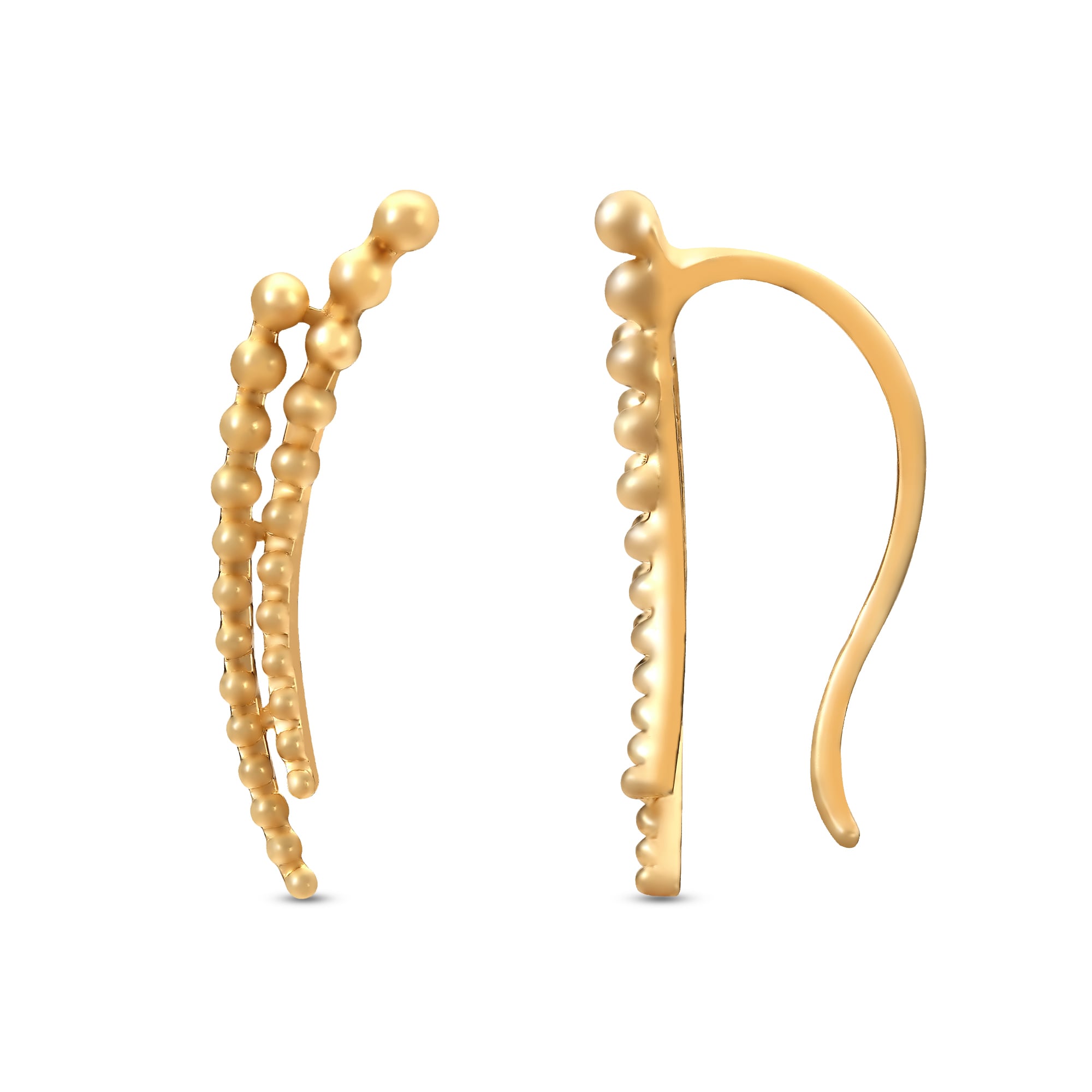 Mia All-Rounders by Tanishq 14KT Yellow Gold Ear Climbers with Bead Design,,hi-res thumbnail 2