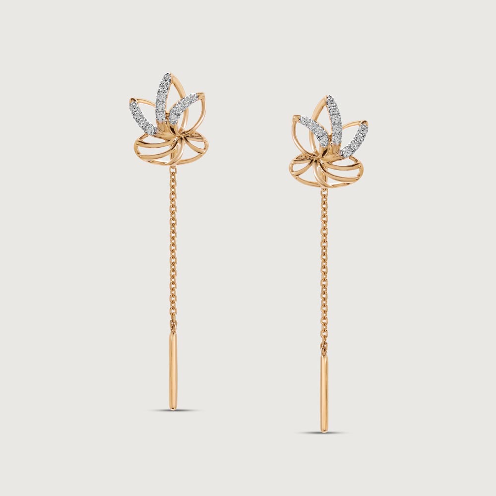 Lotus Bloom Diamond Sui Dhaga Earrings,,hi-res thumbnail 3