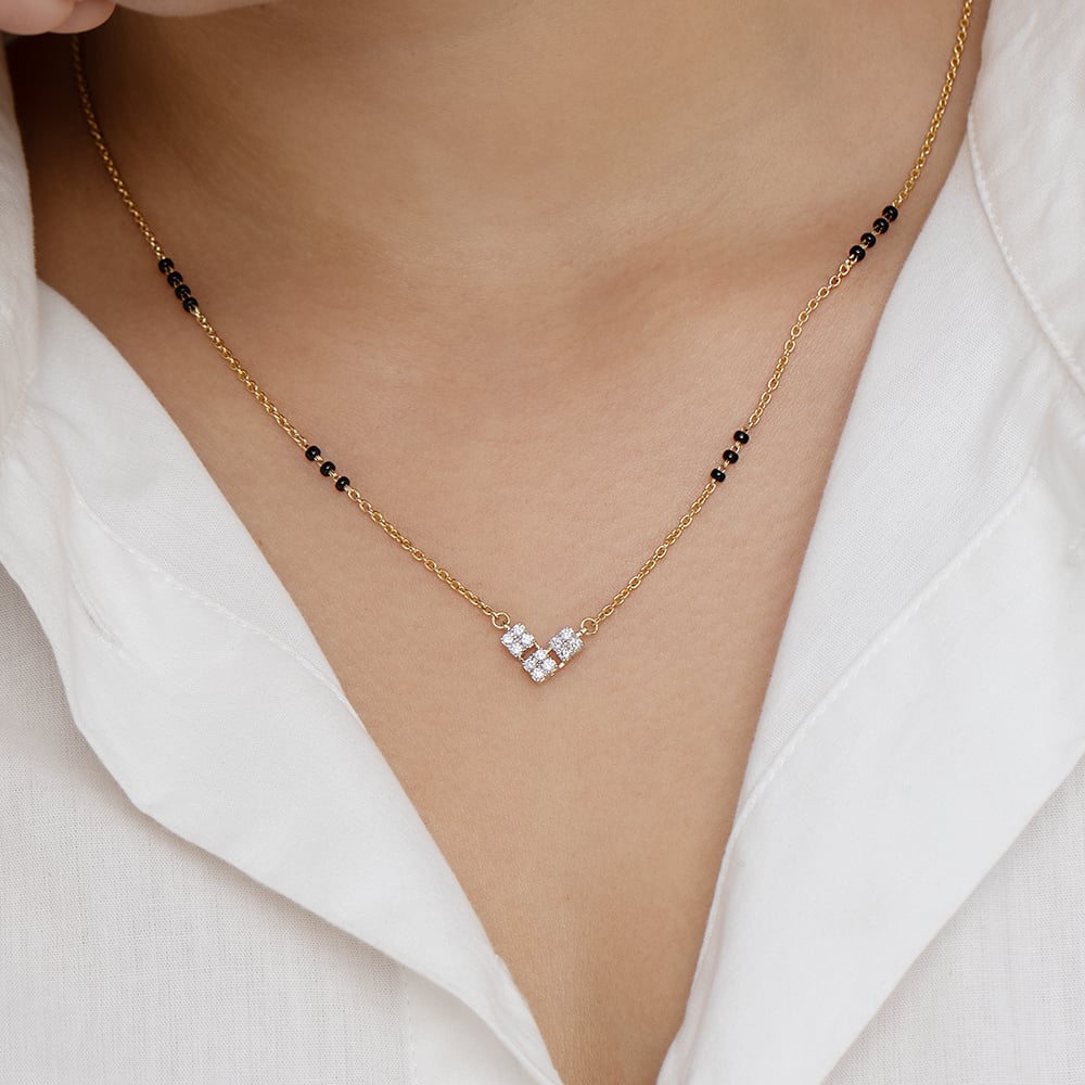 Starlight Symmetry 14Kt Gold and Diamond Mangalsutra,,hi-res thumbnail 2