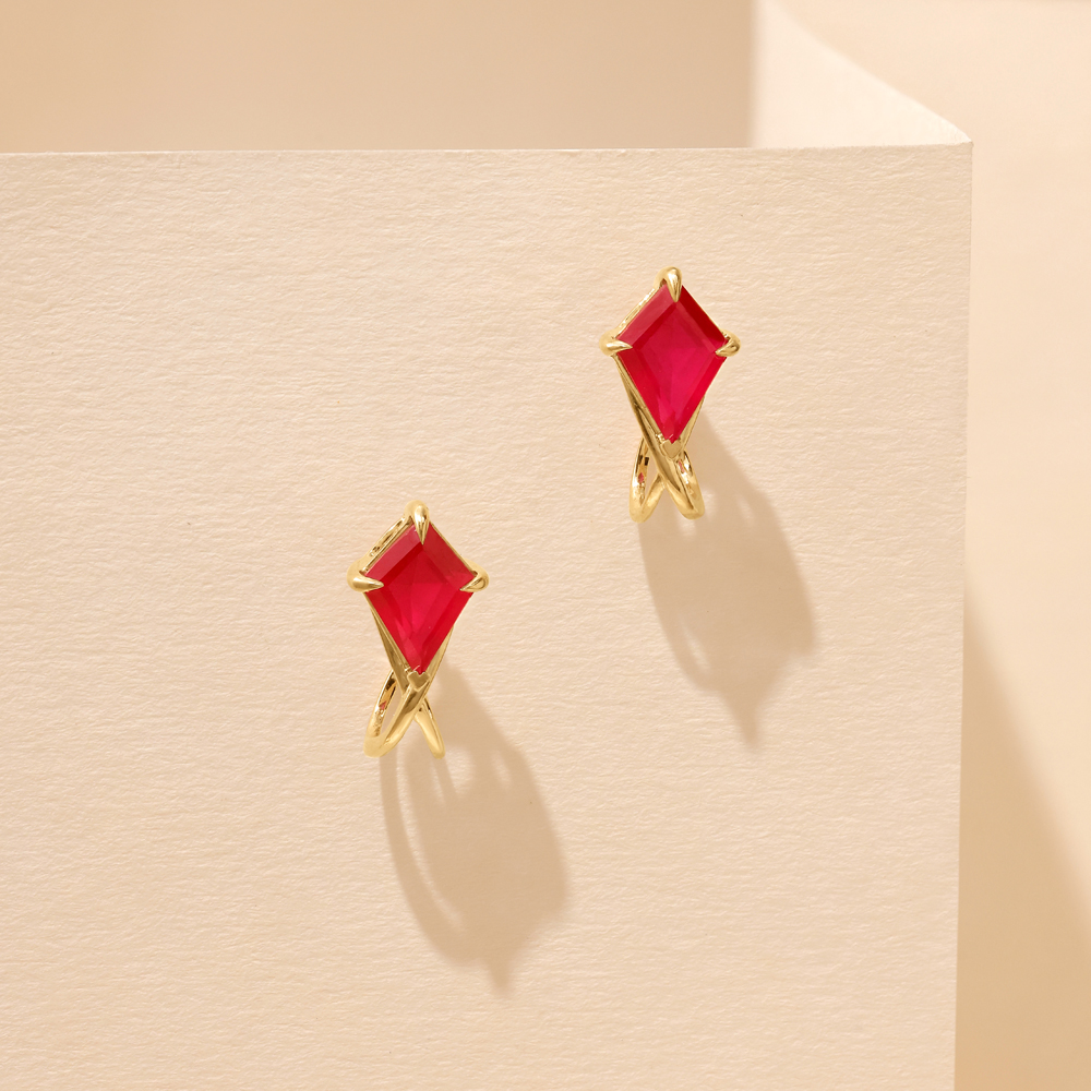 Twisted Red Gold Hoop Earrings