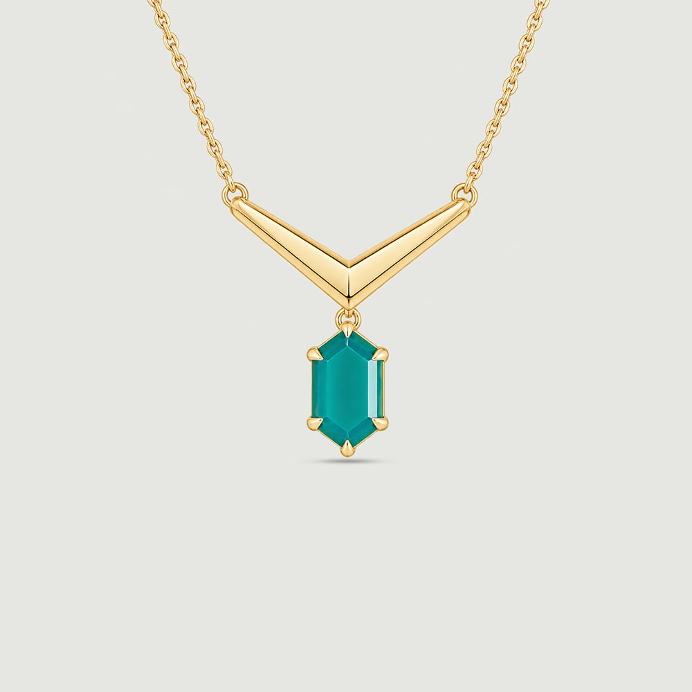 Welcoming Geometric Green Onyx Necklace