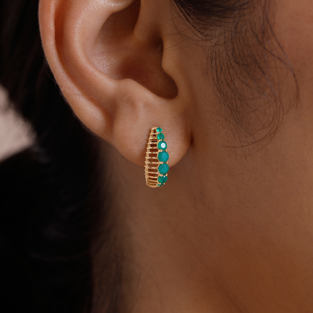 Fresh Graduated Green Onyx Hoop Earrings,,hi-res thumbnail 2