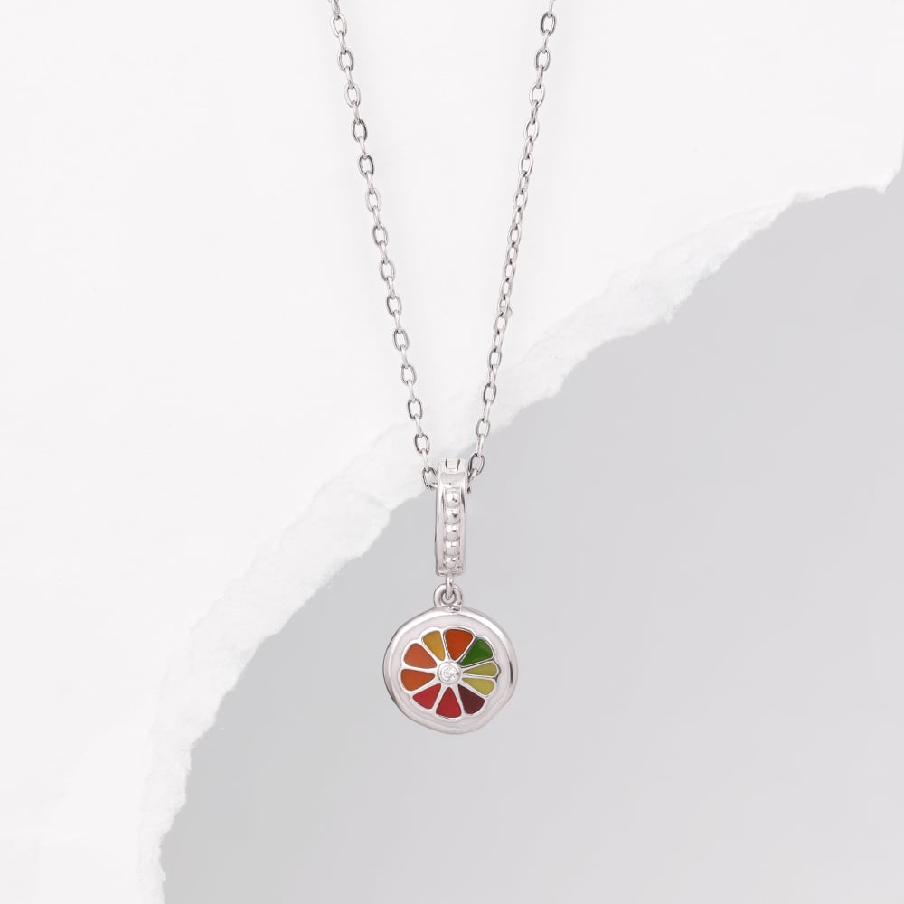 Vibrant Wheel Silver Pendant
