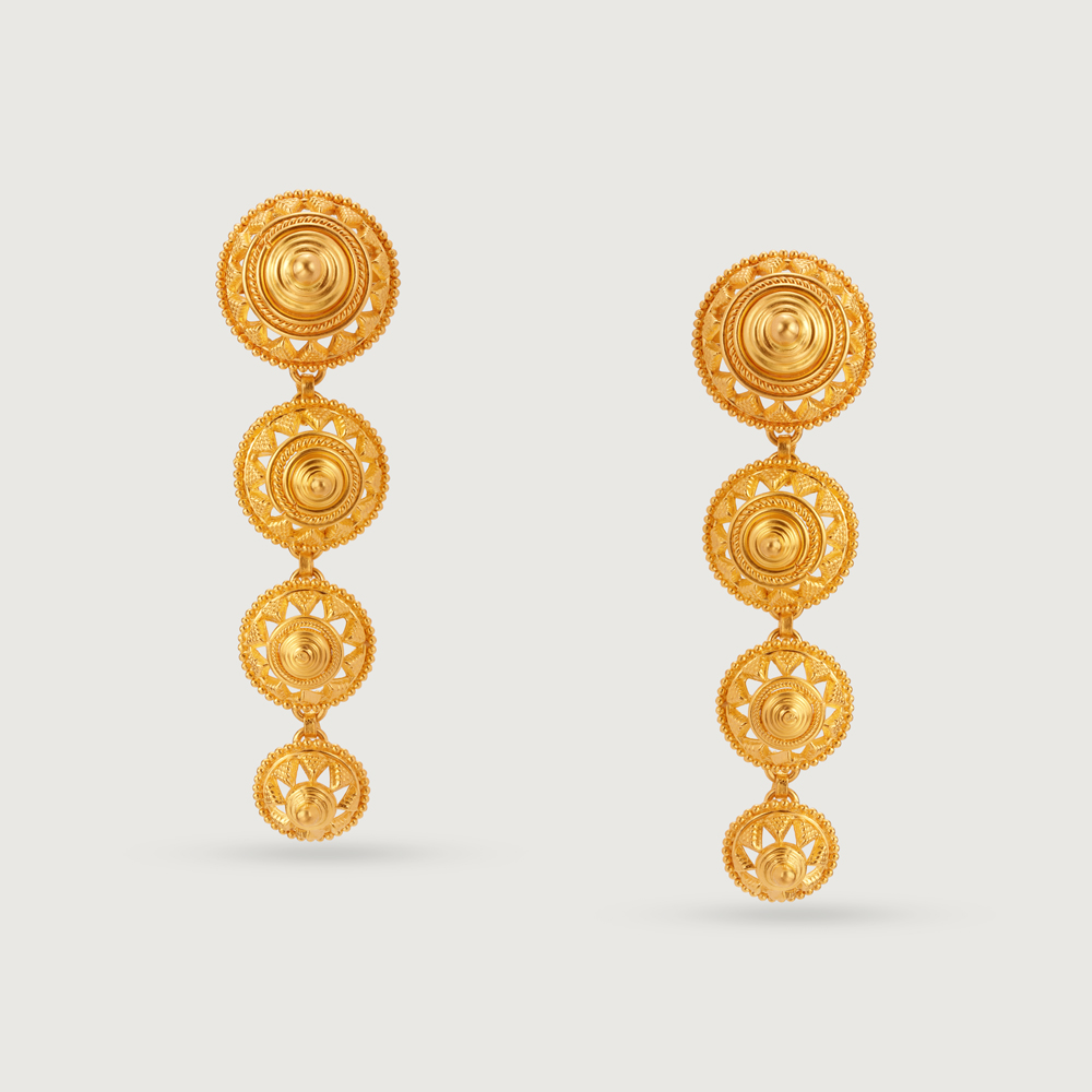 Enchanting Warli 22KT Gold Drop Earrings,,hi-res thumbnail 3