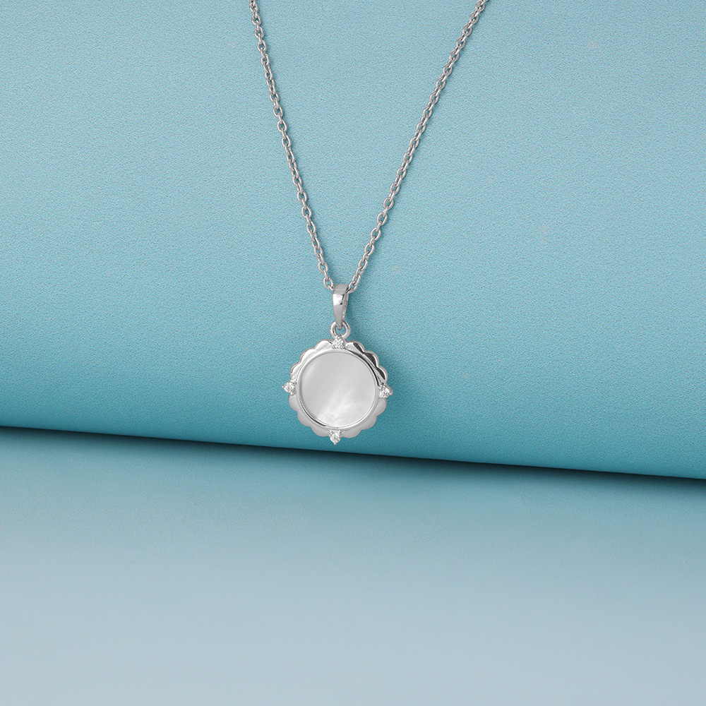 Buy Mother of Pearl Moonlit Silver Necklace Online | Mia by Tanishq
