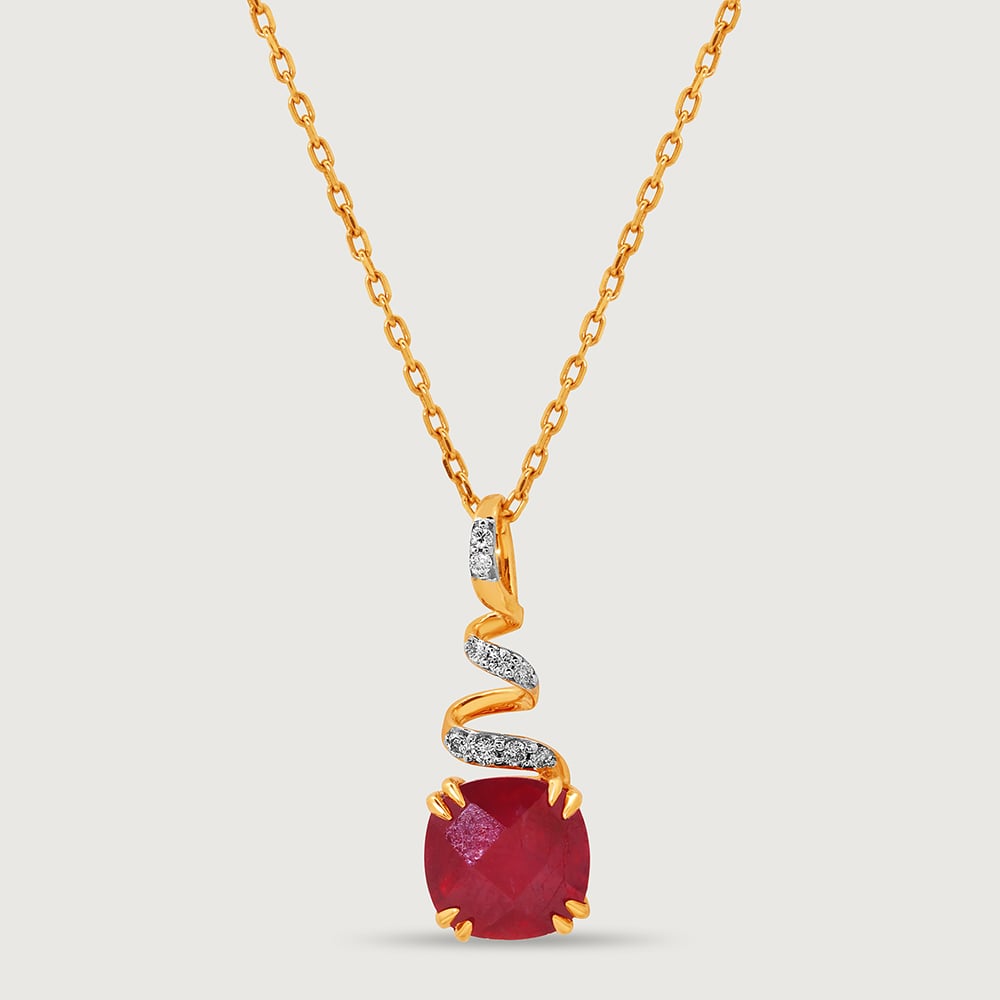 Classically Chic 14KT Ruby & Diamond Pendant,,hi-res thumbnail 3