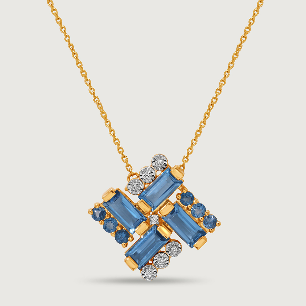 Tranquillity Twirls 14KT Diamond & London Topaz Necklace,,hi-res thumbnail 3
