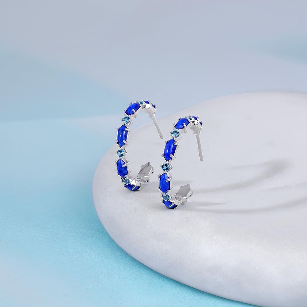 Bold Artistic Silver Hoop Earrings