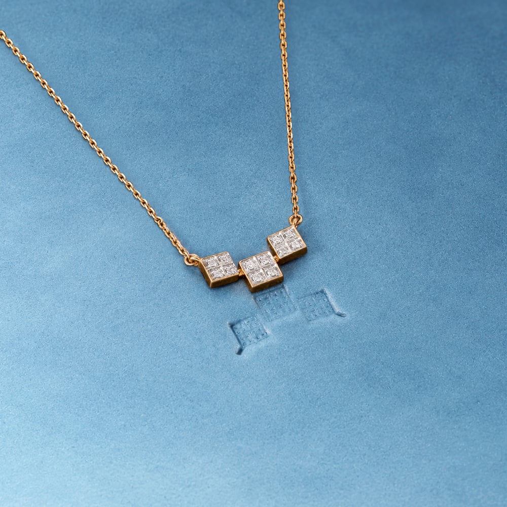 Minimal Geometric Diamond Necklace