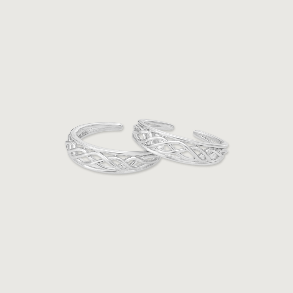 Bold Weave Silver Toe Rings,,hi-res thumbnail 4