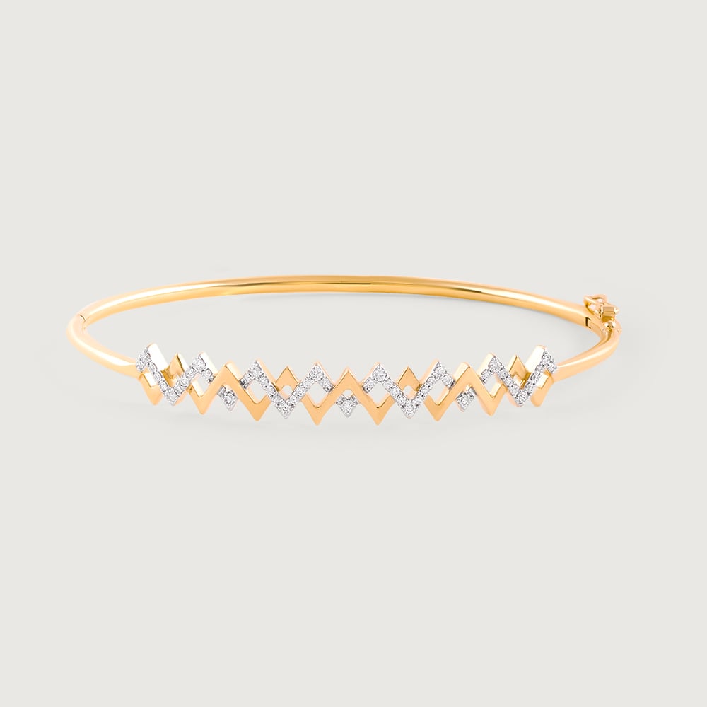Rhythmic Twist Gold & Diamond Bangle,,hi-res thumbnail 3
